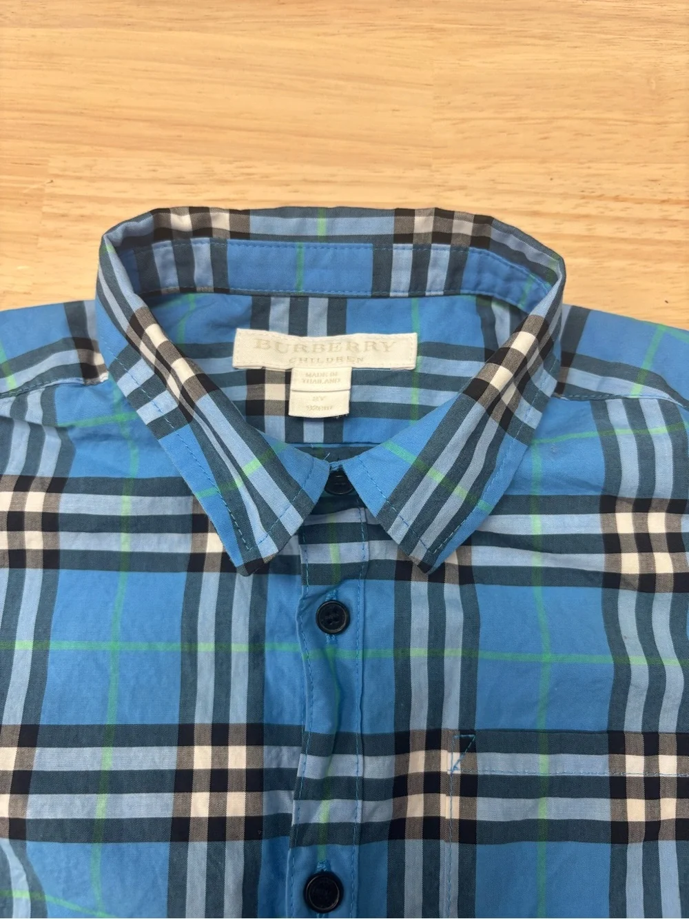 Burberry blue short sleeve plaid button down